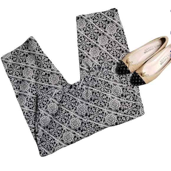 Talbots vintage stretch cropped pants tile/lace print EUC - Picture 7 of 10